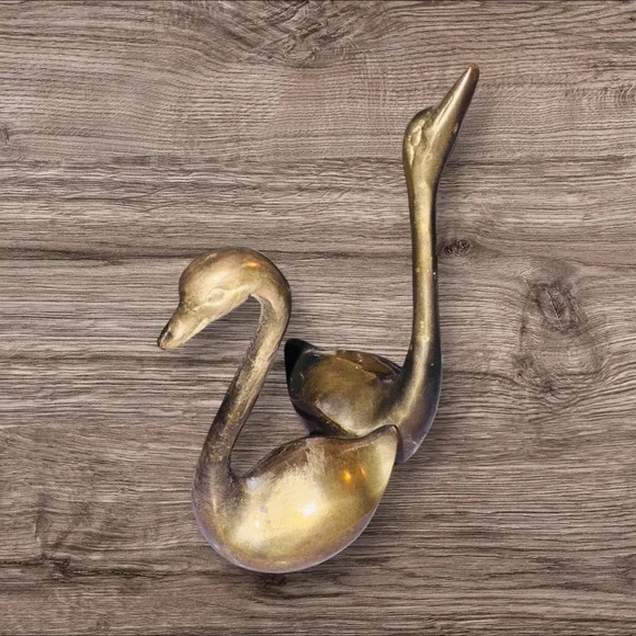 MCM Hammond LA Vintage Brass Swans Statue Figurine - Picture 2 of 7